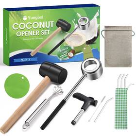 Yuegool 735373630560 Coconut Opener Tool Set For Young And Mature Coconuts 9 In 1 Kit