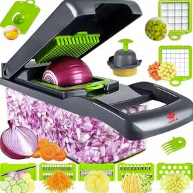 Zarin 643985924857 Vegetable Cutter And Chopper With 16 Attachments Multifunctional Onion Choppe