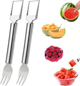 Zaynsh 313052343330 2-in-1 Stainless Steel Fruit Cutter 2026 New Upgrade Dual Head Watermelon Fork