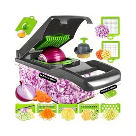 Za3982 Zazz Co 9 In 1 Vegetable Chopper Onion Dicer Slicer And Spiralizer With Storage