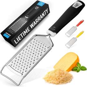 Zulay Kitchen 093674187320 Professional Cheese Grater Stainless Steel - Durable Black