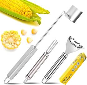 Zyluria 744759460325 3pcs Corn Peeler Stainless Steel Multifunctional Kitchen Grip Planer- Easy