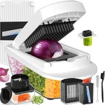 12 Blade Vegetable Chopper Mandoline Slicer & Spiralizer With Containers, Kitche. Fixed Price $50.39.
