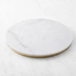 Marble And Brass Round Board With Cheese Knives-williams Sonoma 34134. Fixed Price $110.99.