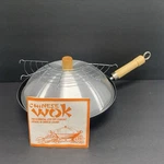 Norpro Wok 12.5 Chinese Food Cooking Kitchen Pan Teflon W/ Aluminum Lid & Rack. Fixed Price $45.00.