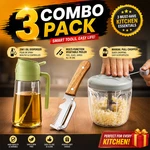 3PCS Kitchen Combo Pack Oil Sprayer Peeler Garlic Chopper Cooking Tool Set. Fixed Price $19.99.