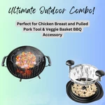 Round Grill With Handle Basket & Chicken Breast Pulled Pork Tool (BULK3SETS). Fixed Price $103.53.