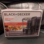 Black + Decker 1.5 Cup Capacity One-touch Electric Chopper HC150B. Fixed Price $24.95.