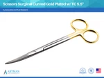 Scissors Surgical 5.5" Curved Gold Plated Handle Tungsten Carbide Artman. Fixed Price $16.55.