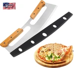 Pizza Cutter Rocker With Wooden Handles & Protective Cover By Zocy, 14" Sharp St. Fixed Price $18.28.