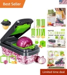 Effortless Meal Prep: 12-IN-1 Vegetable Cutter With Non-slip Base And Container. Fixed Price $23.74.