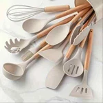 12 Pcs Durable Silicone Kitchen Tools Set Heat-resistant, Safety-certified Khaki. Fixed Price $100.00.