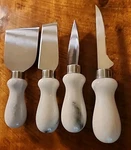 Vtg Natural Marble 4 Pieces Multipurpose Cheese Knife Cutters. Fixed Price $24.99.