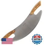 17 Pizza Cutter Rocker Blade - Stainless Steel Slicer Double Olivewood Handles. Fixed Price $54.98.