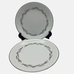 Vintage Noritake Graywood Pair Salad Plates Platinum Trim 6041 Japan 8". Fixed Price $23.26.