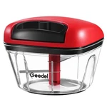 Manual Food Processor Vegetable Cutter, Geedel Pull Chopper With 2CUP, Red. Fixed Price $15.87.