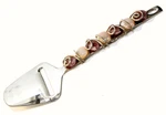 Stainless Steel Cheese Slicer Art Glass Iridescent 10" Metal Wrap Vtg. Fixed Price $19.99.