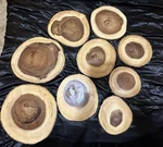 Lipper International Acacia Bark Serving Boards. 9PC Set. Fixed Price $60.00.
