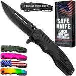 Safety Lock Pocket Knife 3.4-INCH Sharp Blade Folding Tactical With Alumi.... Fixed Price $37.02.