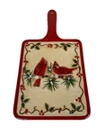 Jdy Winter Ceramic Cheese Board Cutter Display Pinecones Cardinals Christmas Dec. Fixed Price $19.90.