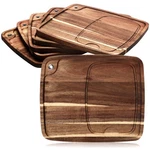 6 Pcs Steak Plates With Juice Channel Wooden Board Set Acacia Cutting S.... Fixed Price $65.69.