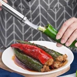 Household Tiger Skin Green Pepper Vegetable Slicer Core Remover Deseeder Tool. Fixed Price $14.32.