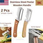 1-3X Stainless Steel Peeler With Wooden Handle Fruit Vegetable Slicer 2026. Fixed Price $13.89.