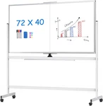 Rolling Whiteboard, 72X40 Large Double-sided Dry Erase On Wheels, Gi. Fixed Price $359.99.