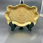 Hollywood Regency Gold Finish Etched Metal Tray 9" X 6" New Stock. Fixed Price $29.97.