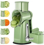 Rotary Cheese Grater 5 Blades Suction Base Mandoline Veg Slicer Green Storage. Fixed Price $32.99.