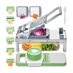Vegetable Chopper With 8 Blades, Mandoline Slicer, Container, Stainless Steel. Fixed Price $77.27.