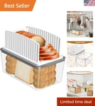 Effortless Bread Slicing: Adjustable Width Slicer With Crumb Tray & Storage Box. Fixed Price $50.00.