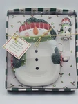 2002 Lady Jayne Ltd Snowman Christmas Ceramic Dish & Spreader Set Beautiful Pc. Fixed Price $12.00.