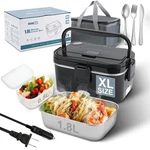 Sohida 1.8L+0.5L Heated Lunch Box For Men, 80W Electric 1.8L, Black. Fixed Price $28.25.