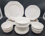 Mikasa Antique White Bone China Dinner, Salad, Bread Plates Cereal, Fruit Bowls. Fixed Price $67.99.