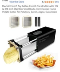 Electric French Fry Cutter Commercial Restaurant Potato Slicer 1/2" 3/8" Blades. Fixed Price $74.75.