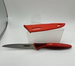 Zyliss Serrated Paring Knife 4 Inch 10 Cm Stainless Steel Blade Red With Sheath. Fixed Price $9.29.