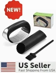 Garlic Press Rocker Stainless Steel Mincer Chopper Crusher With Peeler & Brush. Fixed Price $9.49.