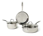 Stainless Steel Cookware Set, 5-PIECE, All Cooktop Friendly, Dishwasher-safe. Fixed Price $160.99.