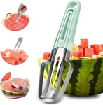 Watermelon Cutter 3-IN-1 Fork Slicer & Popsicle Maker, Multi Green. Fixed Price $16.83.