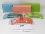 New Set Of 3 Kuhn Rikon Dual Peelers - Salmon, Green, & Blue Serrated Y. Fixed Price $30.00.