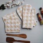 Oven Mitts And Pot Holder Set, 100% Cotton, 4 Pieces. Fixed Price $15.99.