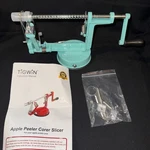Tigwin Apple Peeler, Corer, Slicer With Vacuum Base; Teal; New But No Box. Fixed Price $18.95.