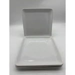 4 Pampered Chef Simple Additions 10" Square White Dinner Plates. Fixed Price $39.99.