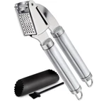 Orblue Silver Stainless Steel Garlic Press With Peeler And Cleaning Brush. Fixed Price $27.31.