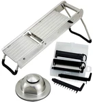 Winco Winware Stainless Steel Mandoline Slicer Set With Hand Guard. Fixed Price $90.00.
