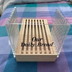 Norpro Deluxe Wooden/acrylic Slicer W/ Crumb Catcher "our Daily Bread". Fixed Price $12.99.