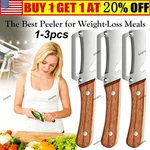 1-3PCS Stainless Stee Wooden Handle Functional Peeler For Kitchen Veggie Fruit. Fixed Price $19.99.