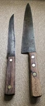 Excellent Vtg Condition-old File 10" Carbon Steel Blade Chef's Knife + Slicer. Fixed Price $68.00.
