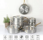 Martha Stewart Vintage 18/8 Triply Stainless Steel 12 Piece Gold Handle Set. Fixed Price $199.99.